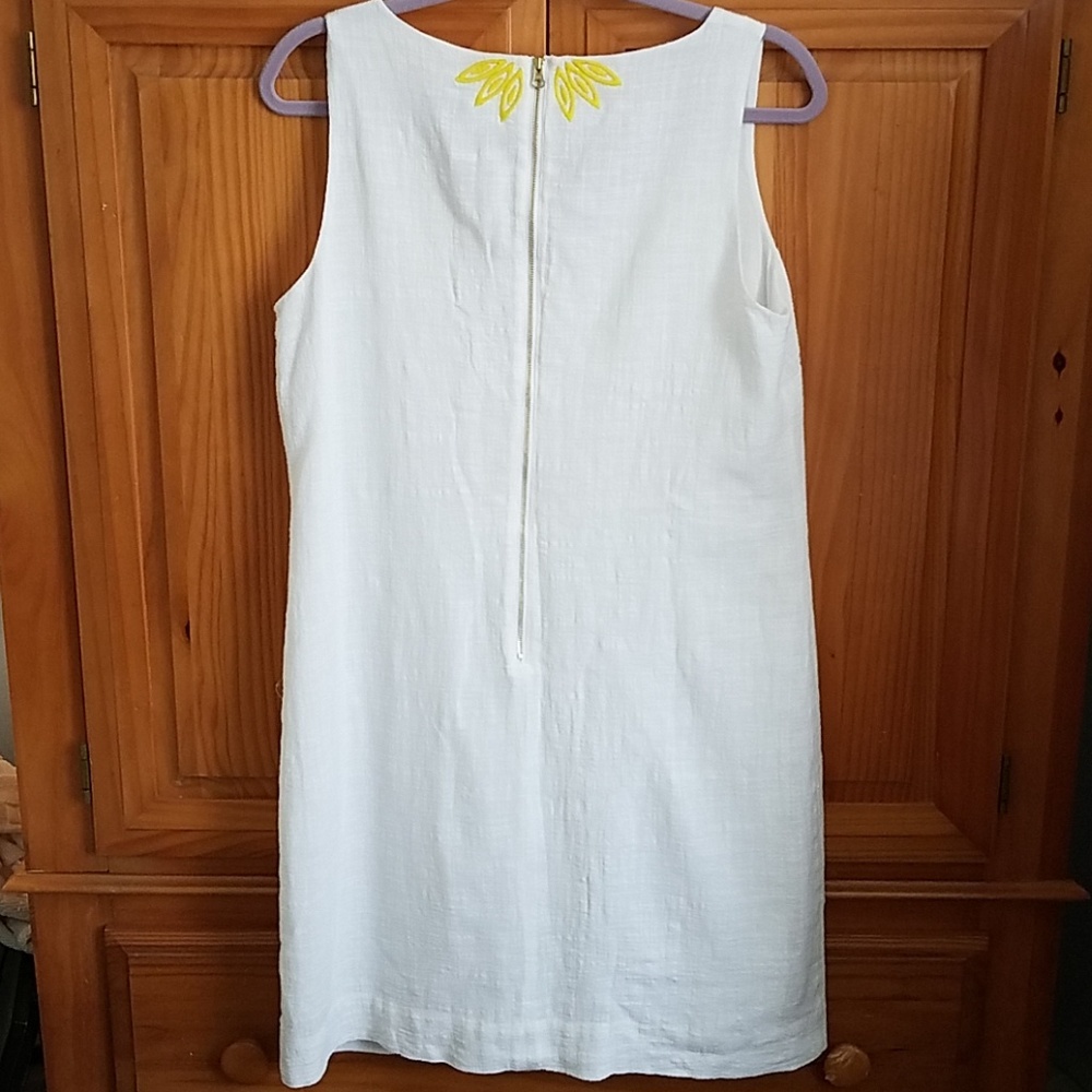 Vineyard Vines White Linen Midi Dress with Yellow Embroidery - Picture 5 of 6